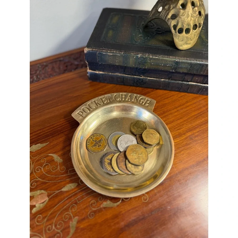 Vintage Brass Pocket Change Tray